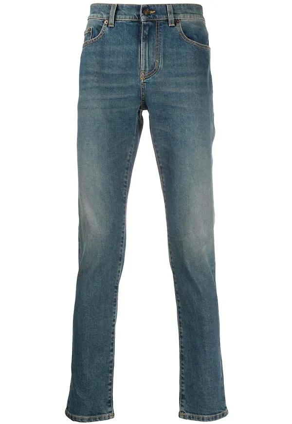 Saint Laurent jeans med blekning - Blå