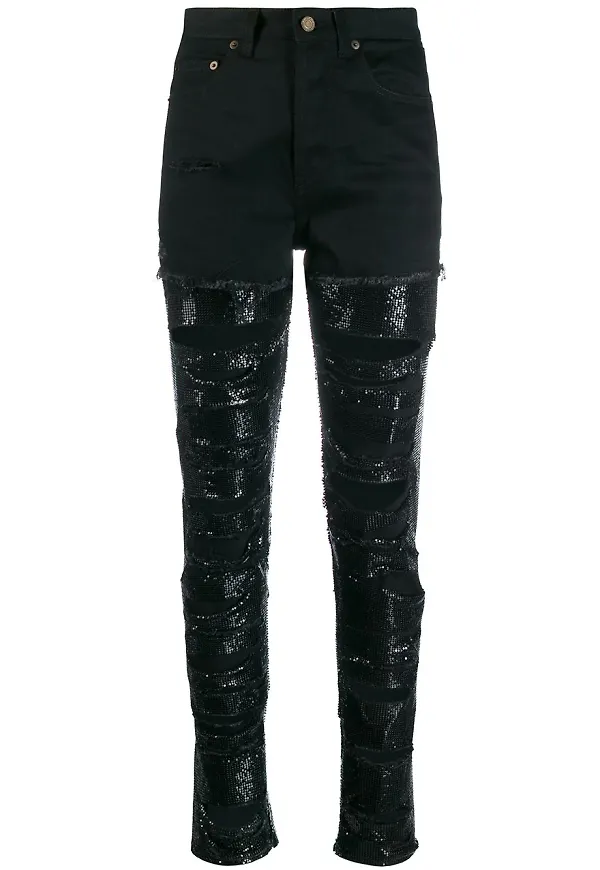 Saint Laurent jeans med paljetter - Svart