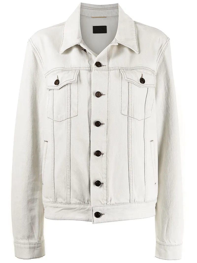Saint Laurent jeansjacka i boyfriend-modell - Vit