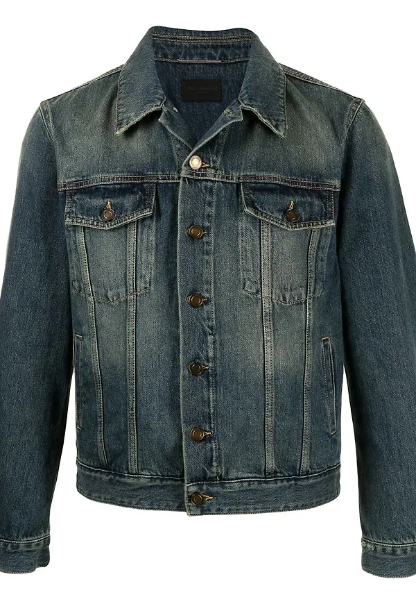 Saint Laurent jeansjacka med blekt effekt - Blå