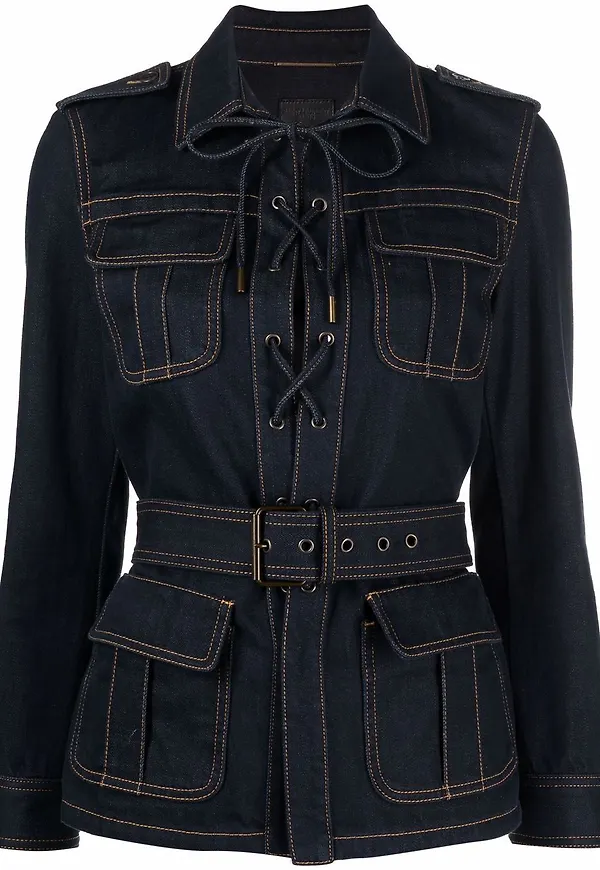 Saint Laurent jeansjacka med bälte - Blå