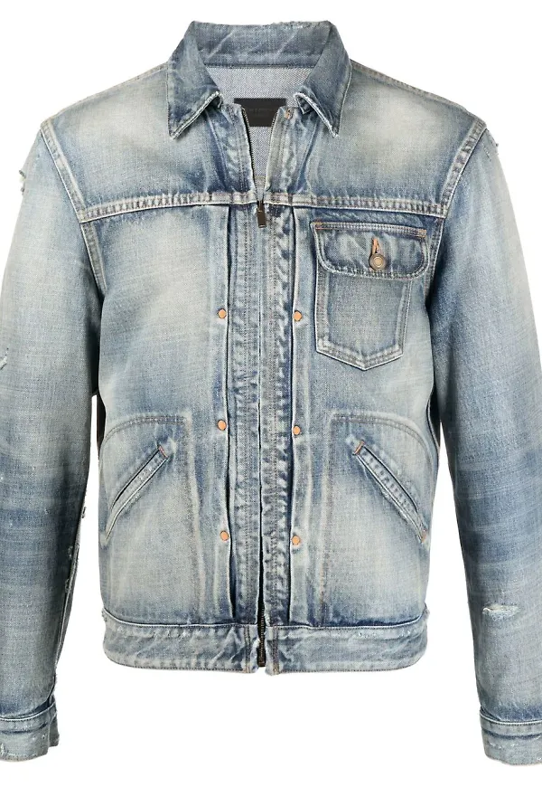 Saint Laurent jeansjacka med dragkedja - Blå