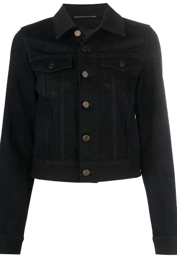 Saint Laurent jeansjacka med knäppning - Svart