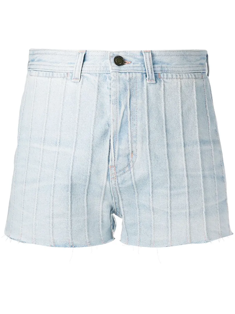 Saint Laurent jeansshorts med hög midja - Blå