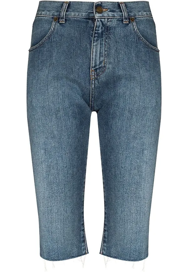 Saint Laurent jeansshorts med hög midja - Blå