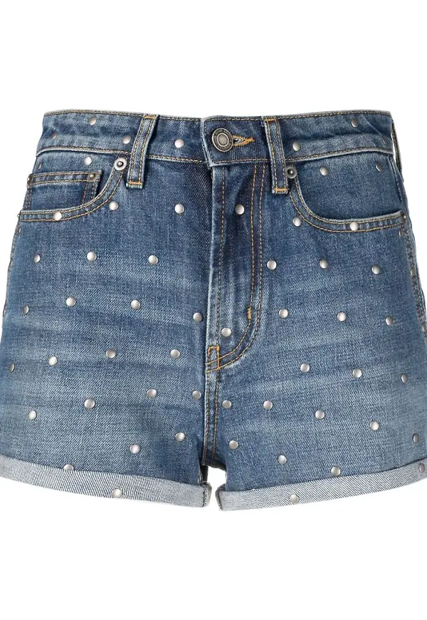 Saint Laurent jeansshorts med nitar - Blå