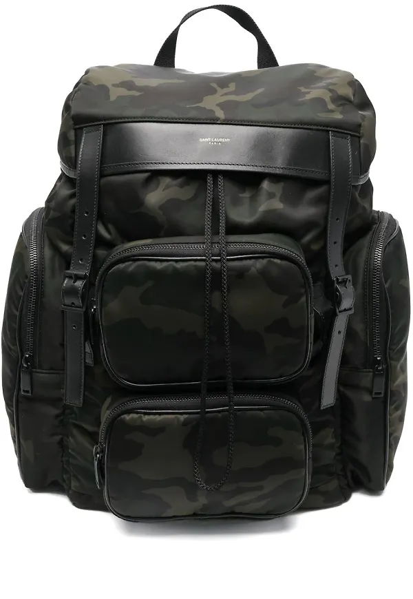 Saint Laurent kamouflagemönstrad ryggsäck - Svart