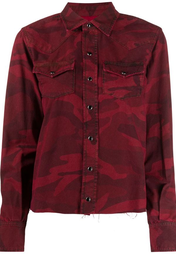 Saint Laurent kamouflagemönstrad skjorta - Röd