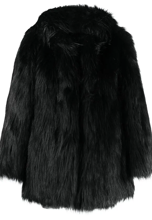 Saint Laurent kappa i konstpäls - Svart