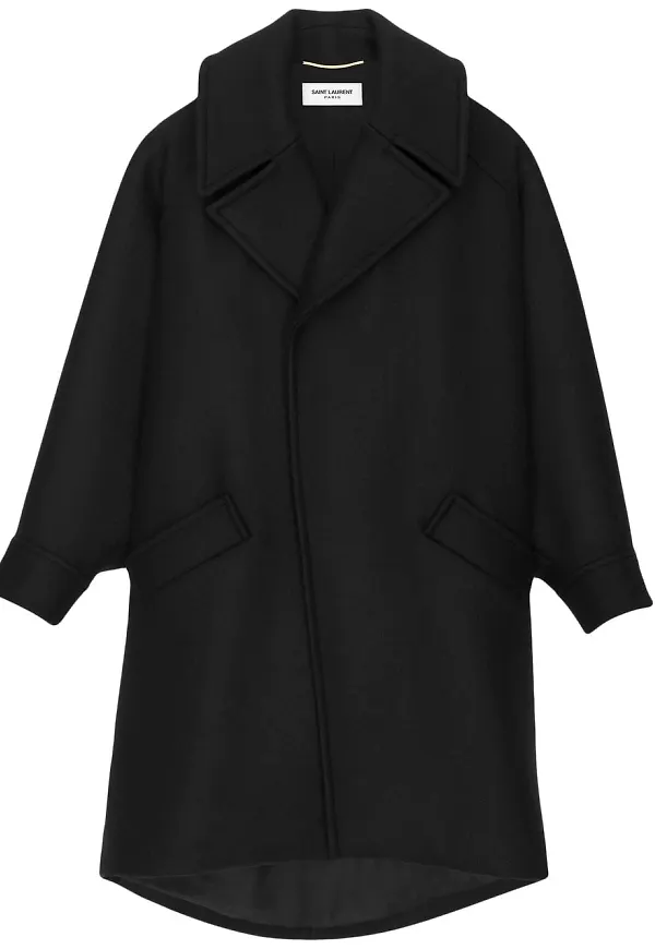 Saint Laurent kappa i oversize-modell - Svart