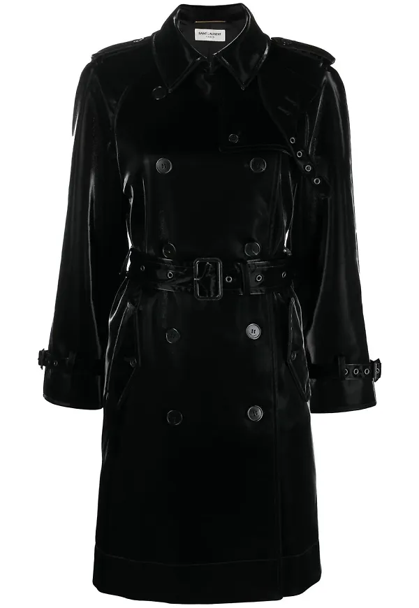 Saint Laurent kappa med bälte - Svart