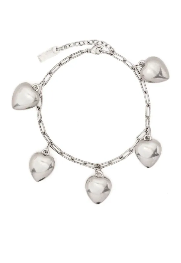 Saint Laurent kedjearmband med hjärta - Silverfärgad