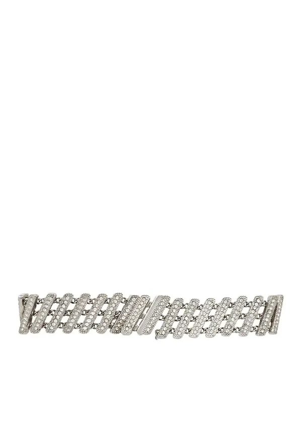 Saint Laurent kedjearmband med strass - Silverfärgad
