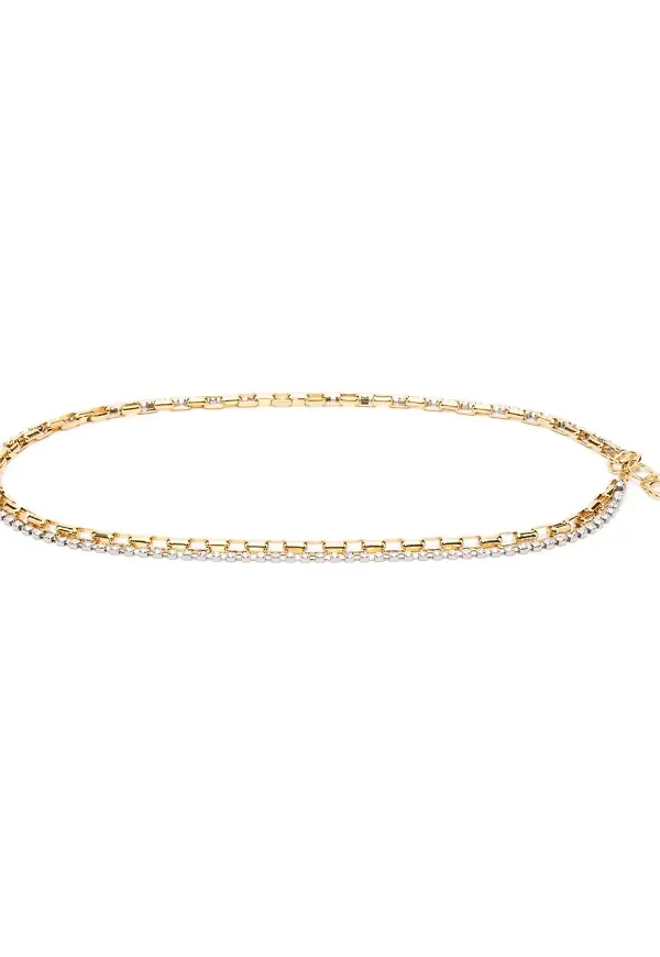 Saint Laurent kedjeskärp med strass - Guldfärgad