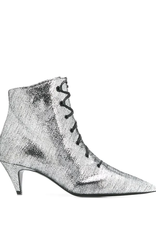 Saint Laurent Kiki stövlar - Silverfärgad