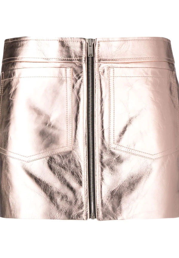 Saint Laurent kjol med dragkedja och metallisk effekt - Guldfärgad
