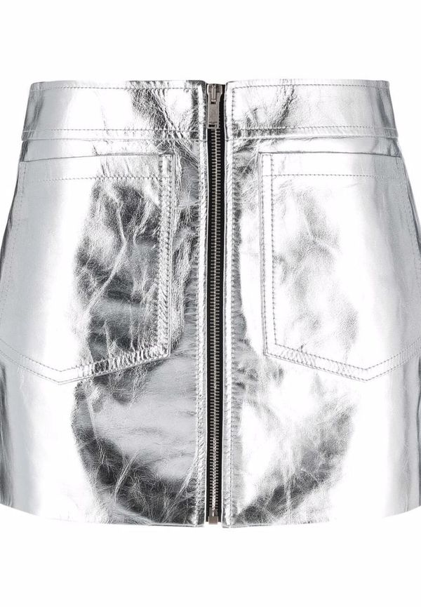 Saint Laurent kjol med dragkedja och metallisk effekt - Silverfärgad