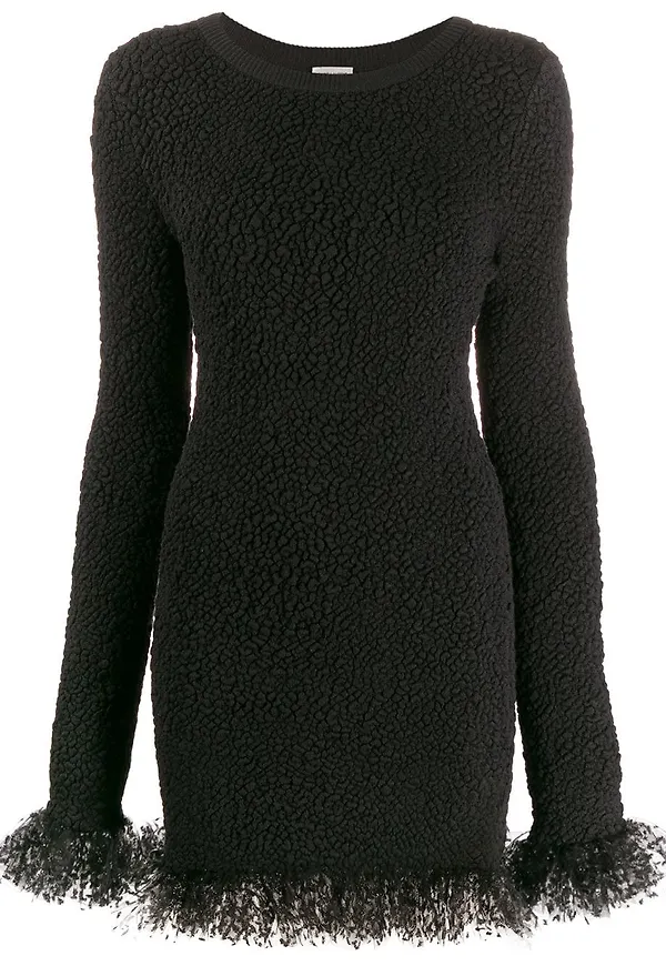 Saint Laurent klänning med tyllkant - Svart