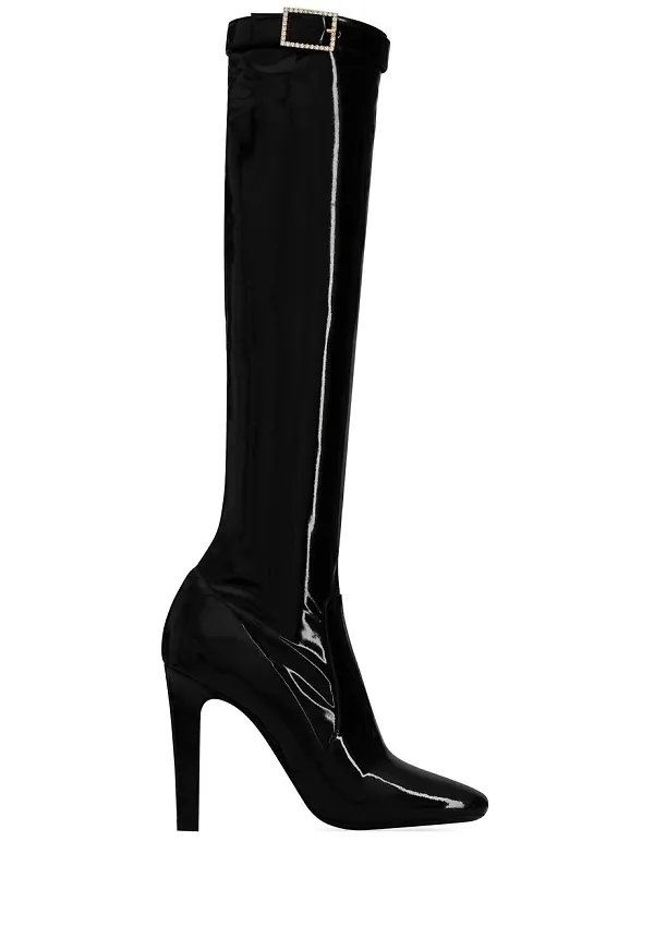Saint Laurent knähöga spetsiga stövlar - Svart