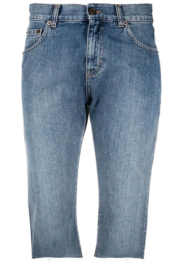 Saint Laurent knälånga jeansshorts - Blå
