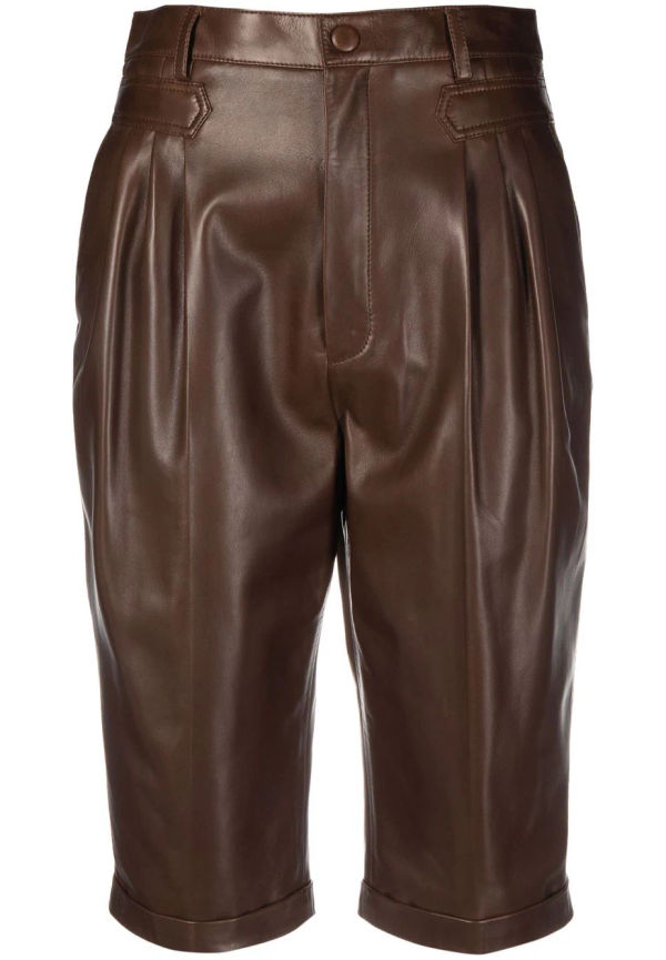 Saint Laurent knälånga shorts med plisserad detalj - Brun