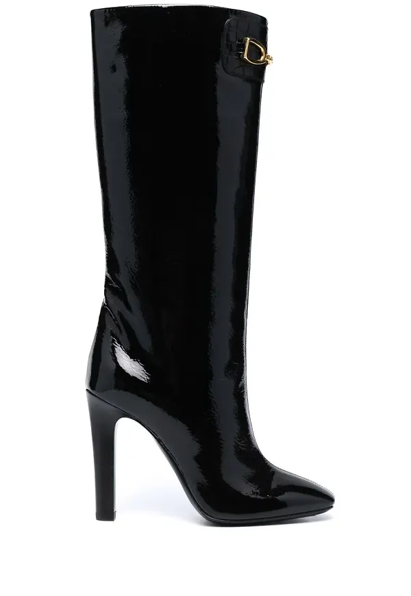 Saint Laurent knälånga skinnstövlar - Svart