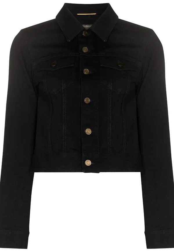 Saint Laurent kort jeansjacka - Svart