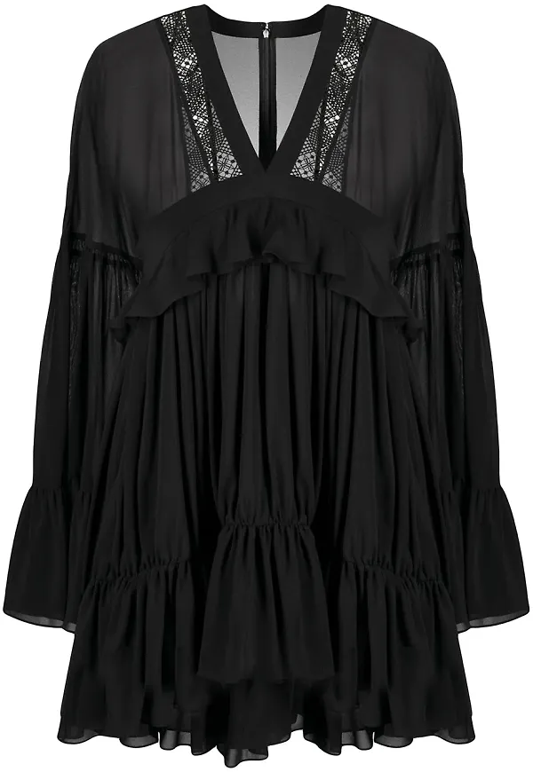 Saint Laurent kort volangklänning - Svart