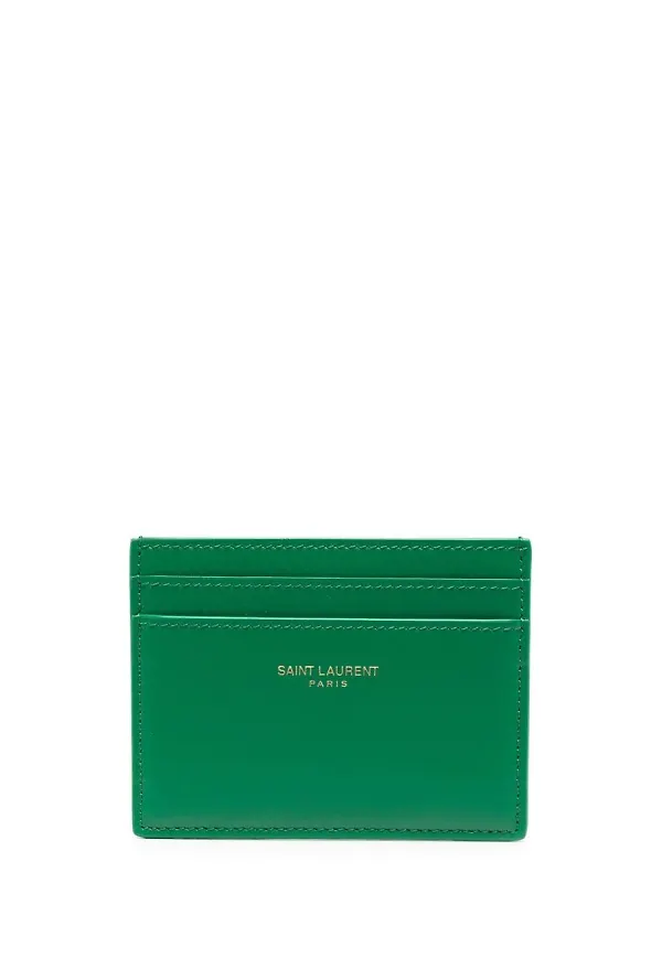 Saint Laurent kortfodral med logotypstämpel - Grön