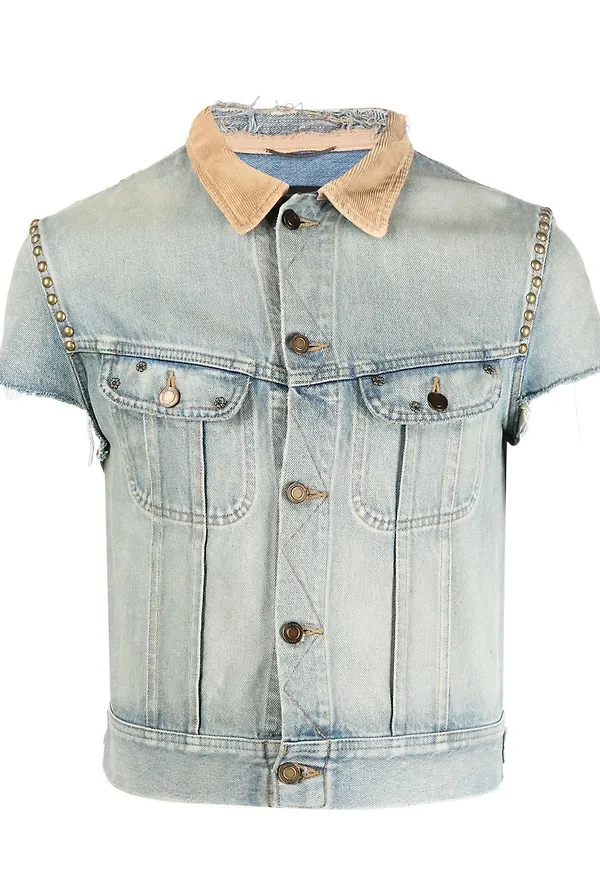 Saint Laurent kortärmad jeansjacka - Blå