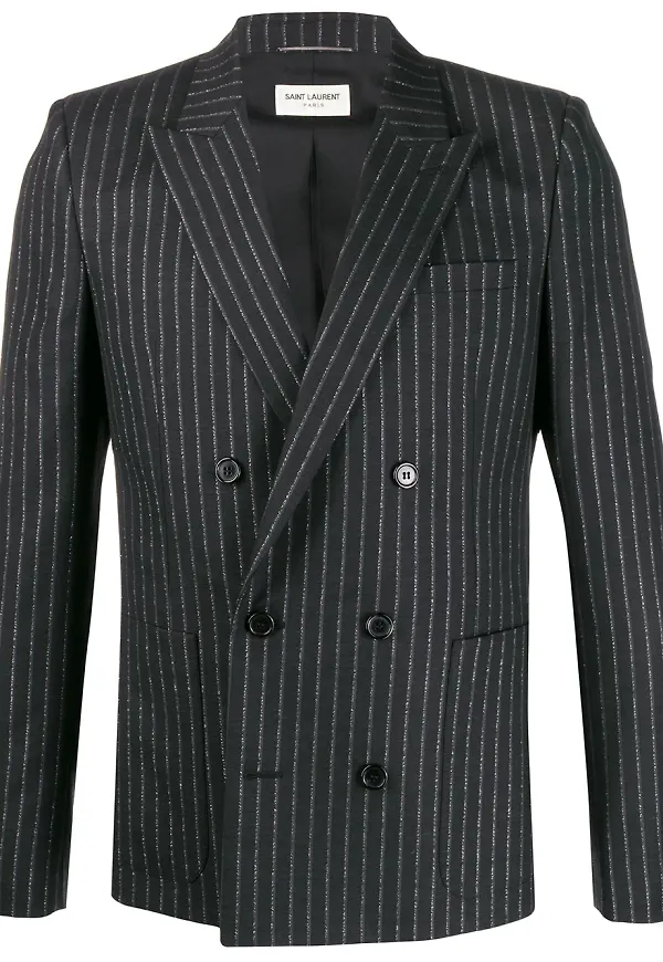 Saint Laurent kritstrecksrandig blazer - Svart