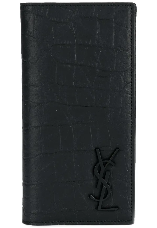 Saint Laurent krokodilpräglad korthållare - Svart
