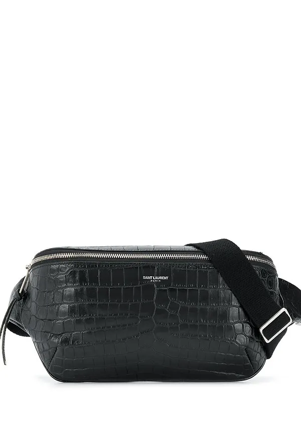 Saint Laurent krokodilpräglad midjeväska - Svart