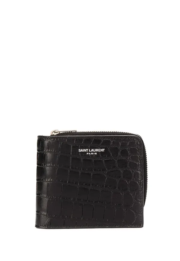 Saint Laurent krokodilpräglad plånbok - Svart