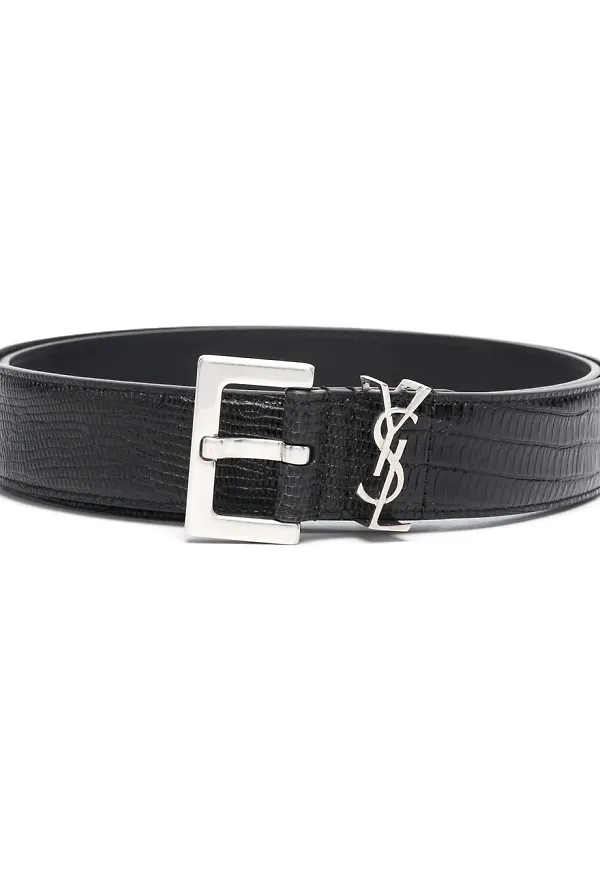 Saint Laurent krokodilpräglat bälte - Svart
