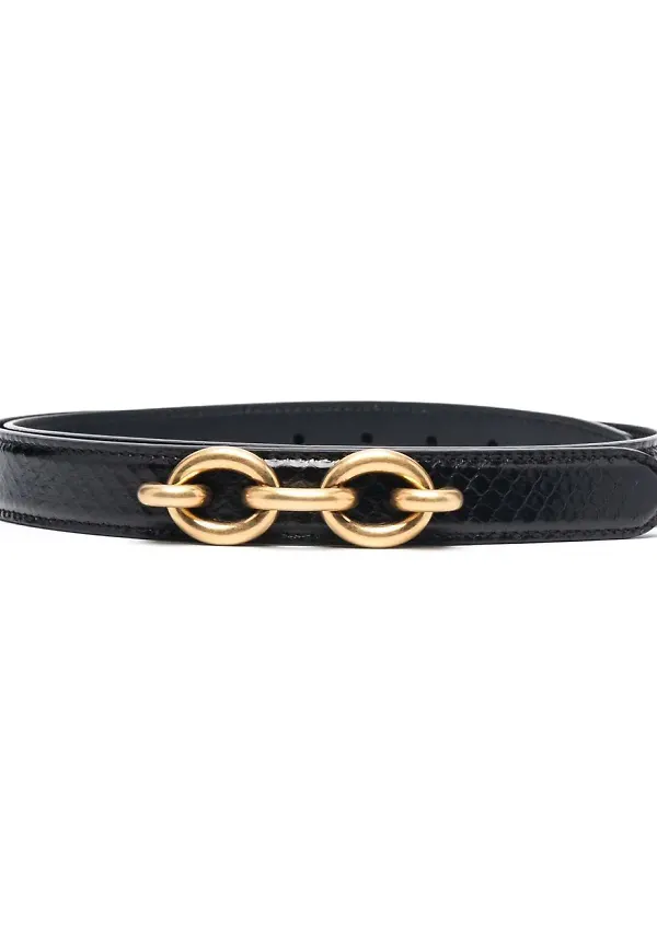 Saint Laurent krokodilpräglat bälte - Svart