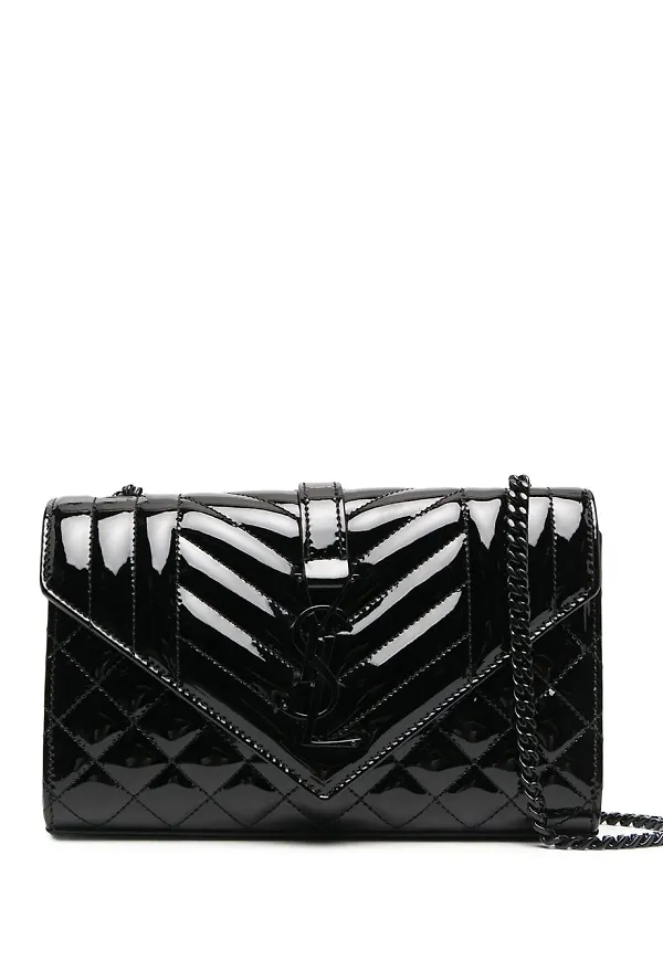 Saint Laurent lackad axelremsväska - Svart