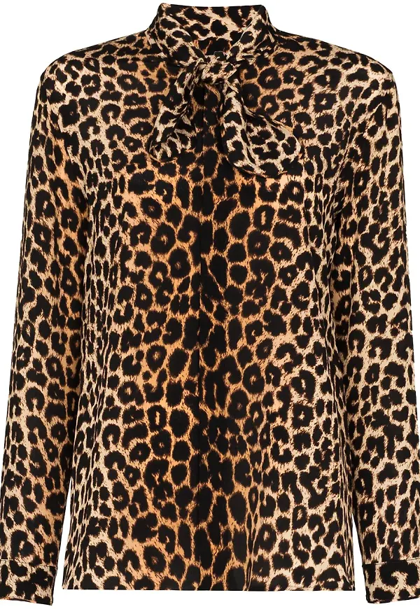 Saint Laurent leopardmönstrad blus - Svart