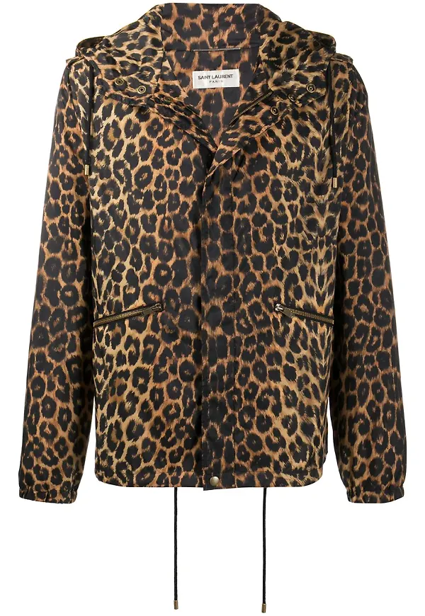 Saint Laurent leopardmönstrad huvjacka - Brun