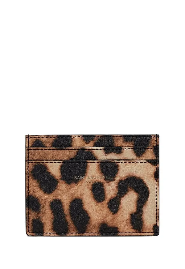 Saint Laurent leopardmönstrad kortfodral - Brun