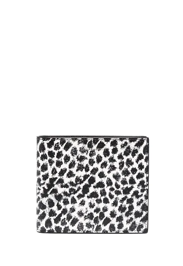 Saint Laurent leopardmönstrad läderplånbok - Vit