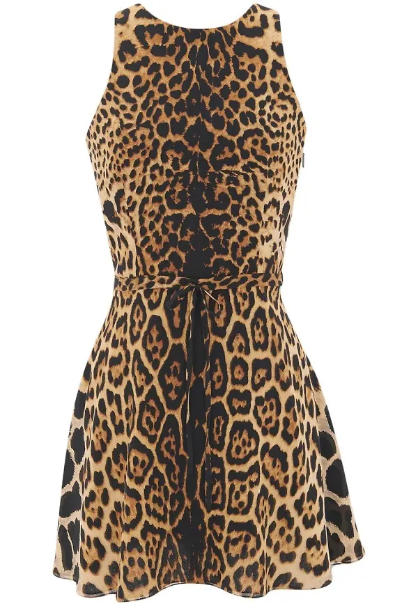 Saint Laurent leopardmönstrad miniklänning - Brun