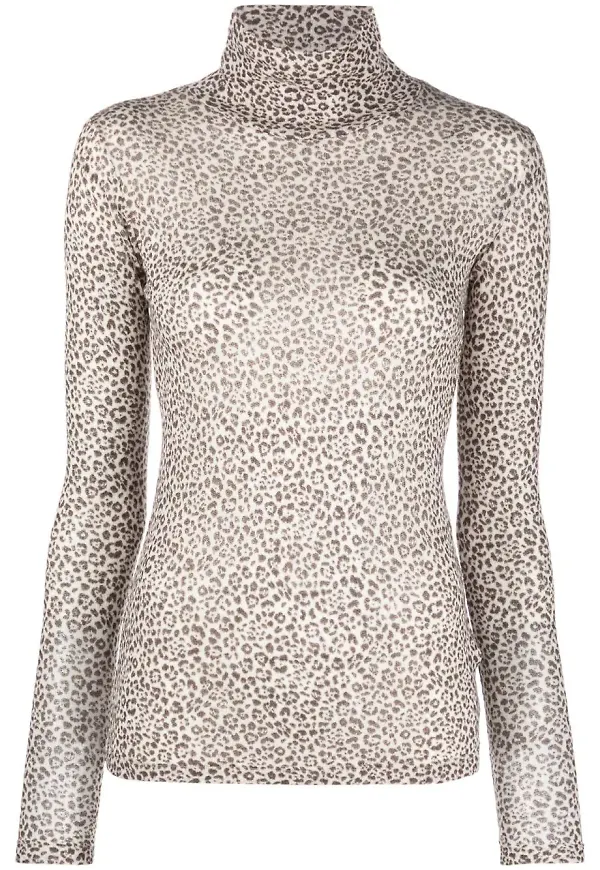 Saint Laurent leopardmönstrad polotröja - Brun