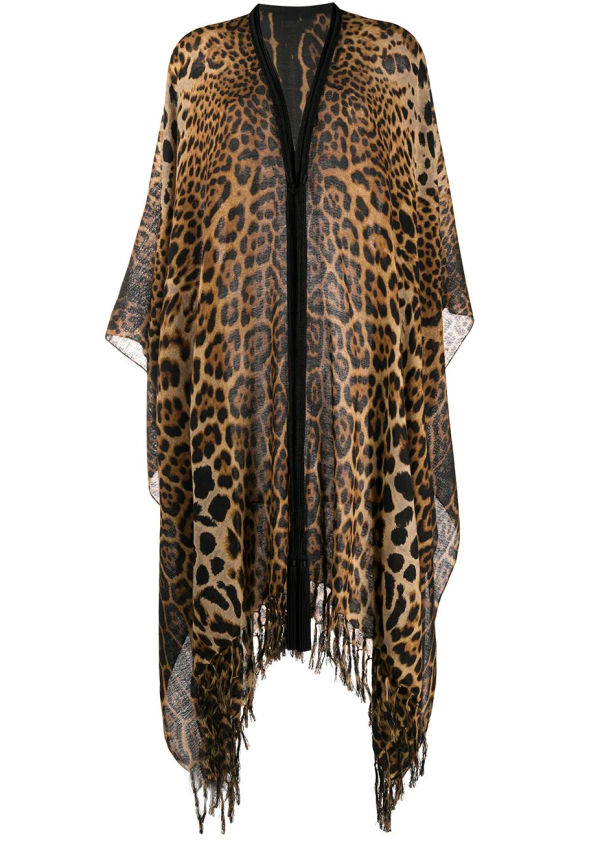 Saint Laurent leopardmönstrad poncho - Brun