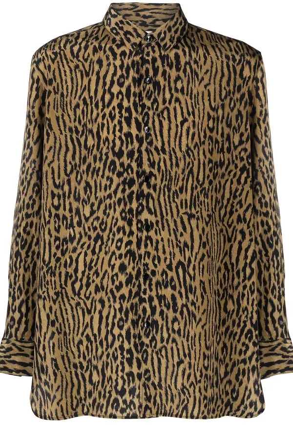 Saint Laurent leopardmönstrad skjorta - Grön
