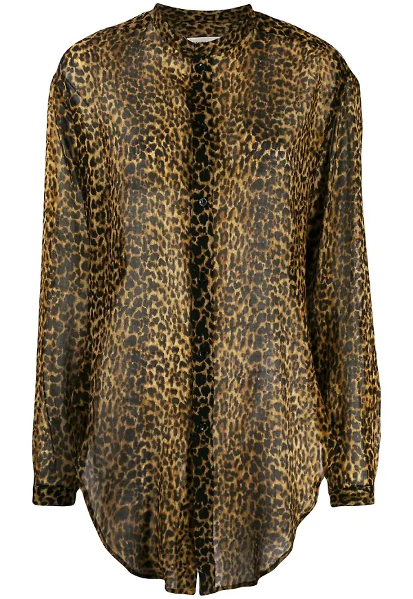 Saint Laurent leopardmönstrad skjorta - Svart