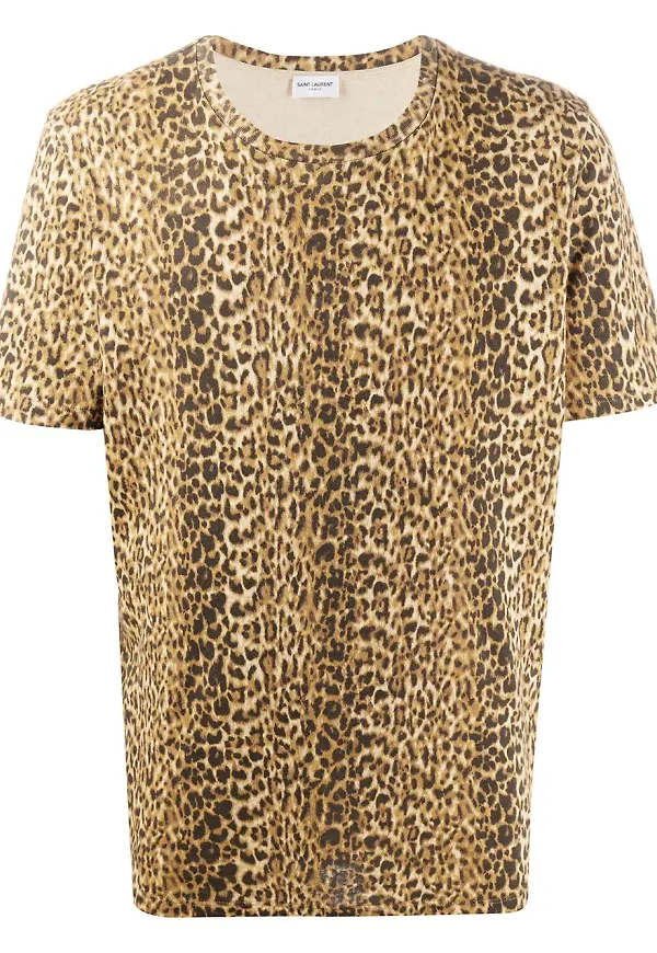 Saint Laurent leopardmönstrad t-shirt - Brun