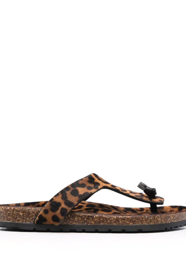 Saint Laurent leopardmönstrade flip-flops - Svart