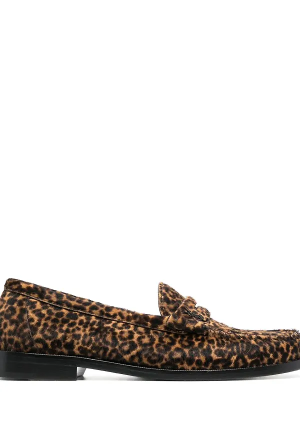 Saint Laurent leopardmönstrade loafers - Brun