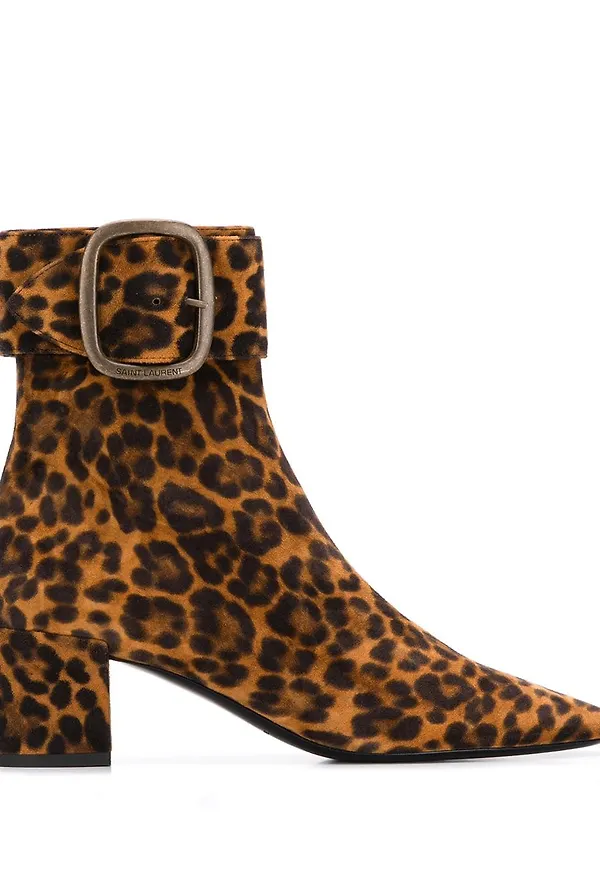Saint Laurent leopardmönstrade stövletter - Brun